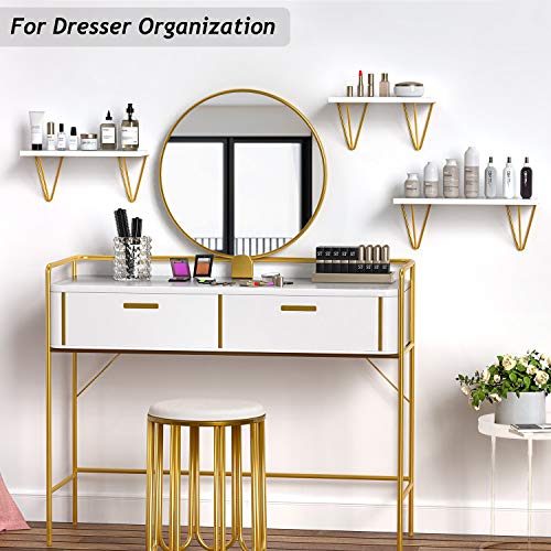 STORAGEGEAR Triangle Modern Gold Bracket Floating Shelves Set of 3 Wall Mounted for Home Decor Living Room, Bathroom, Bedroom, Kitchen and Coffee Bar Storage - Thumbnail 5