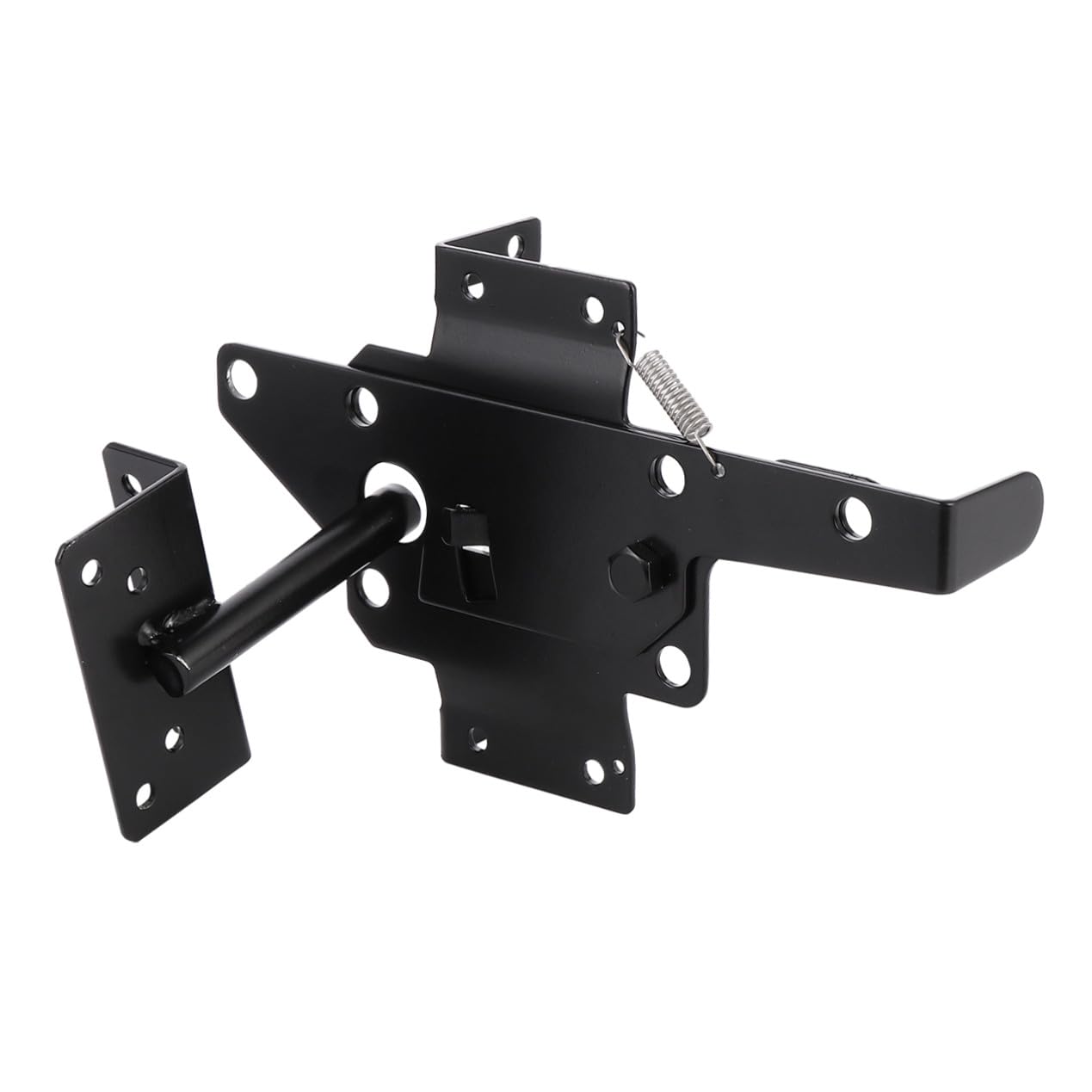 Gatuida Pestillo Automático de Puerta Pesado de Hierro con Montaje en Poste, Autoblocante, para Puertas y Portones de Madera Exteriores, Kit con Tornillos Incluidos, Uso Frecuente