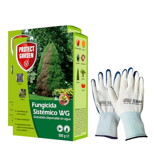 PROTECT GARDEN Fungicida sistémico Aliette WG para cesped y coniferas Pack de 2 de 500gr + guantes exclusivos SBM