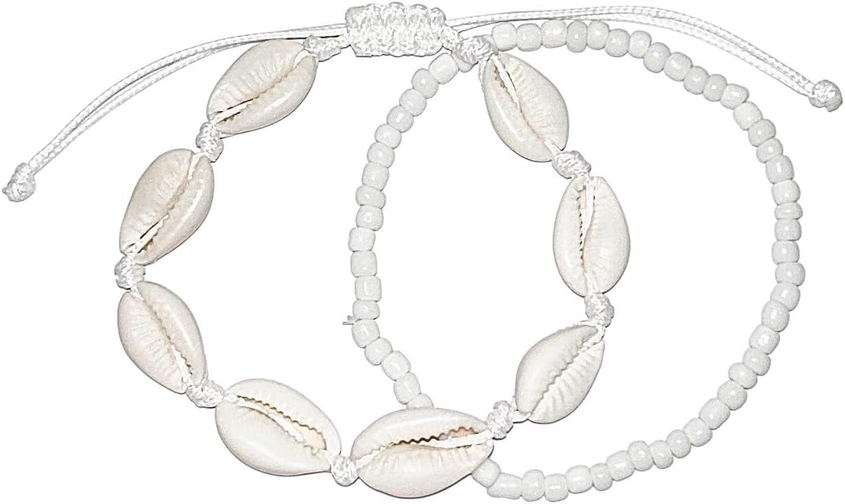 Natural Cowrie Shell Anklets for woman, White Beaded Beach Ankle Bracelet, Adjustable Summer Foot Jewelry, waterproof, novelty anklets, bracelet anklet, jewerly for woman