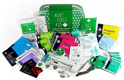 Family First Aid Kit - 115 Pieces Including Plasters, Bandages, Burn Gel, Thermometer, Cold Pack - for Car, Home, Travel, Camping and Hiking - As Seen on Dragons' Den