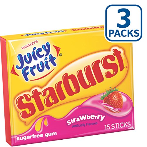 Juicy Fruit Starburst Strawberry Sugarfree Gum, 3 Ct #TOP1