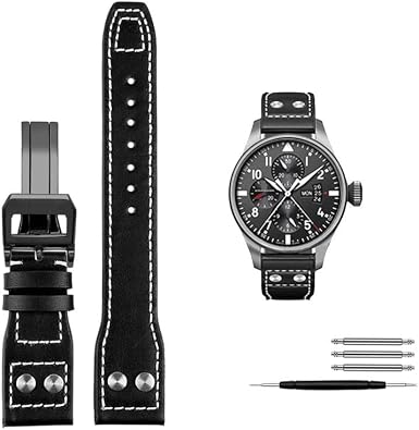 21mm 22mm Calfskin Leather Watchband Replacement for IWC Watch Pilot PORTOFINO Mark18 Folding buckle strap Bracelets