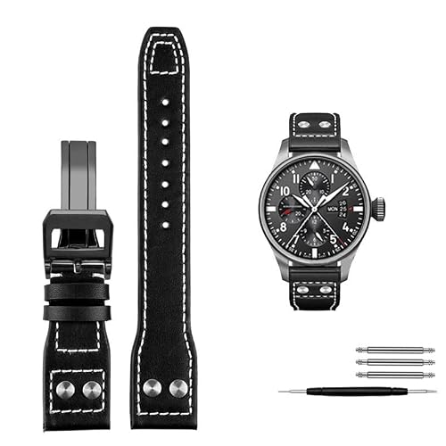 OFWAX 21mm 22mm �J�[�t�X�L�����U�[�E�H�b�`�o���h �����p IWC Watch Pilot PORTOFINO Mark18�p �܂肽���ݎ��o�b�N���X�g���b�v�u���X���b�g(�u���b�N�u���b�N�A21mm)