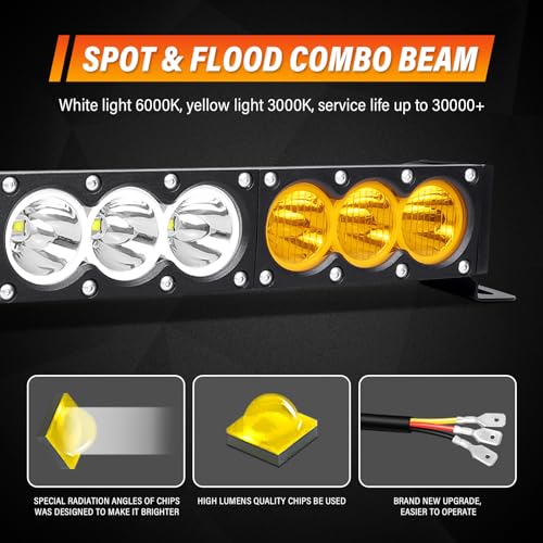 Willpower 54 inch LED Light Bar Single Row Dual Color 300W Off Road Light Bar White Amber Combo LED Work Light Truck UTV 4x4 Cars SUVs ATVs Boats Fog Driving Light with Wiring Harness kit by Willpower - Image 3