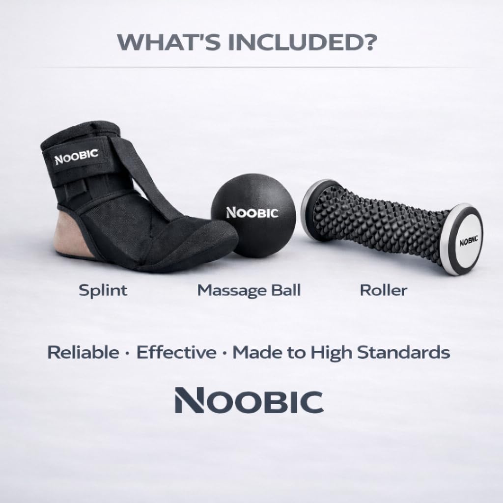 Plantar Fasciitis Night Splint, Foot Roller & Lacrosse Ball for Tension Relief, Foot Pain Relief Heel Spur, Arch Pain, Achilles Tendonitis, Comfortable and Gentle Foot Brace Men and Women (S)