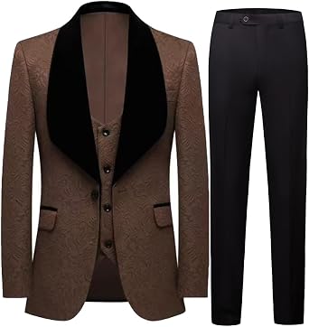 Mens Suits Slim Fit 3 Piece One Button Tuxedo Suit Set Wedding Prom Dinner PartyBlazer+Vest+Pants
