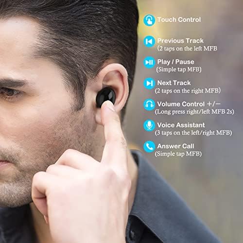 Bluetooth Wireless Headphones, Wireless earbuds, in-Ear Earphones, IPX7 Waterproof HiFi Stereo Bluetooth Earphones Earbuds, Built-in Mics with Charging Case