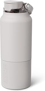 BrüMate Rise - Botella de agua de 35 onzas con popote de silicona cubierto 100 % a prueba de fugas, botella de agua de acero inoxidable aislada con popote extraíble, flujo rápido, boquilla de silicona