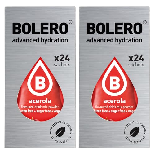 Bolero Acerola - Set 48 Bustine da 3 g, polvere solubile con Stevia e Vitamina C, senza zucchero