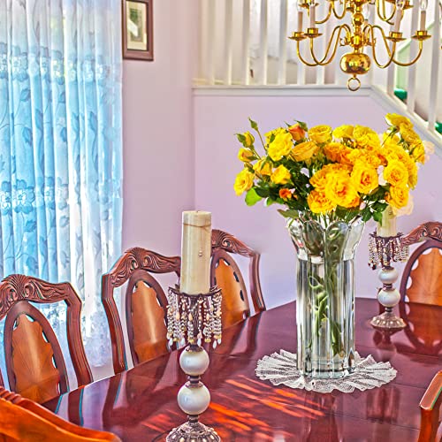 Glass Vase For Flowers, Grey Glass Vases For Centerpieces, Crystal Vase For Home, Table, Decor 9.45 Inches Tall #TOP4