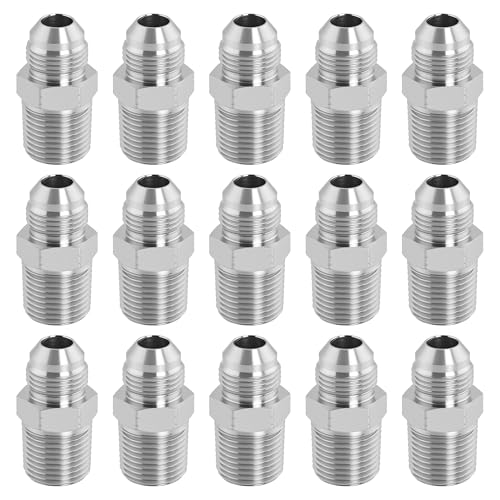Image of Hydraulic Hose Adapter | 1 /2 inch JIC Male - 1 /2 inch NPT Male, JIC 37 Flare Straight Union Fitting, Carbon Steel - 15 Pack