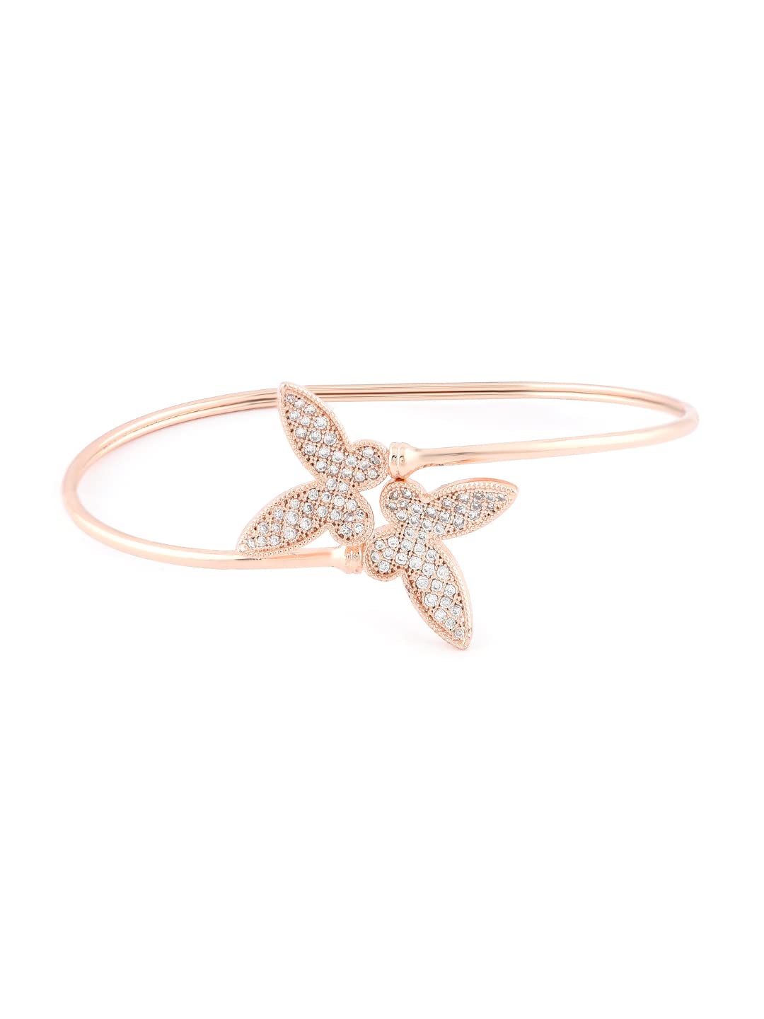 ZAVERI PEARLS Rose Gold Cubic Zirconia Butterflies Contemporary Bangle Style Brass Kada For Women-ZPFK9949 (B08TWXGF77) Amazon Price History, Amazon Price Tracker