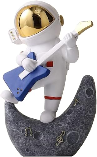 Paimuni Estatuilla de astronauta de resina de astronauta, estatua de hombre espacial, escultura de oro blanco para estantería, oficina, escritorio,
