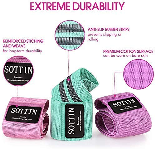 Image of TEENOR SOTTIN Resistance Bands for Legs and Butt Set,Fabric Workout Bands Fitness Bands for Women and Men 3 Set Exercise Bands