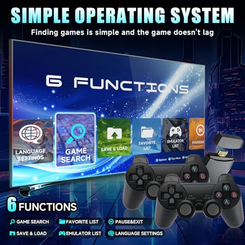 Sutesloly Retro Gaming Consoles 90s Old Classic Nostalgia Game Stick Emulator with 20000+ consola de videojuegos Plug & Play Video Gaming Stick for tv, 2 Controllers - Image 4