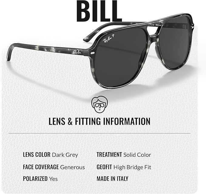 Image of Ray-Ban RB2198 BILL Square Shaped Sunglasses for Men & Women with Official RAYBAN Eyewear Kit