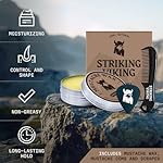 Striking Viking Mustache Wax for Men with Comb - 2 oz, Sandalwood - Strong Hold Wax with Anti-Static Mustache Comb for Precise Grooming - Non-Greasy Formula for Easy Beard Care - Image 3