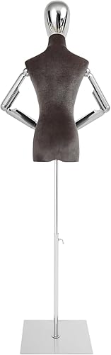 Miniatura 7 de Forma de vestido de torso de maniquí femenino, 61.02-82.68 pulgadas de altura ajustable, modelo humanoide, soporte de maniquí con manos ajustables