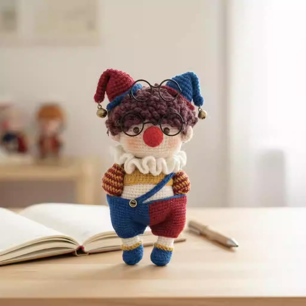 Genérico Adorably Ugly Clown Crochet Kit - DIY Amigurumi Craft Set with Yarn, Hook, Pattern & Video Tutorial - Perfect Beginner-Friendly Gift for Kids & Adults (3 Sets of Tools with Tutorial)