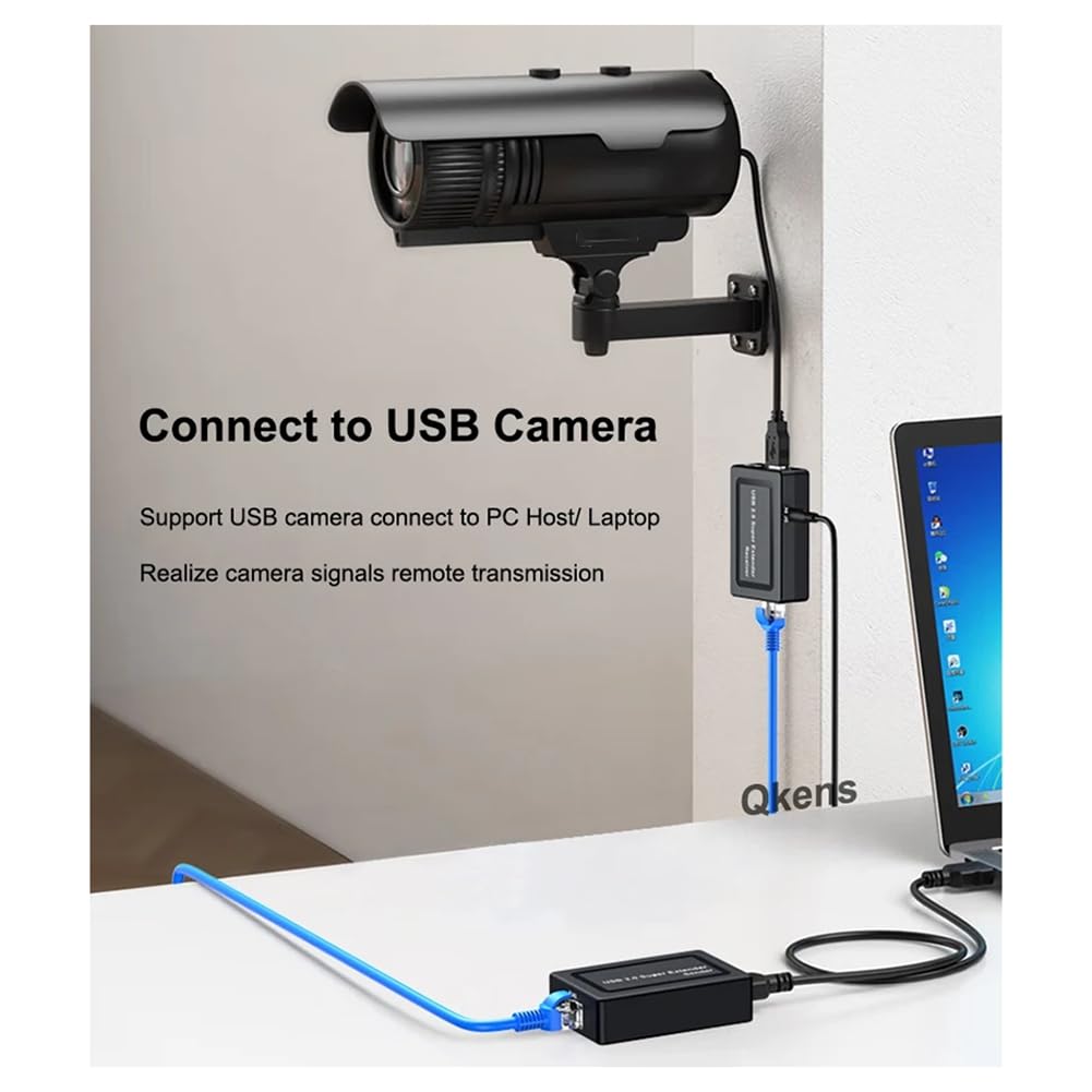Extender USB 2.0 100M 2 Porte Tramite di Rete Ethernet RJ45 Cat5e Cat6 per Webcam, Telecamera, Mouse, Stampante, Spina UE