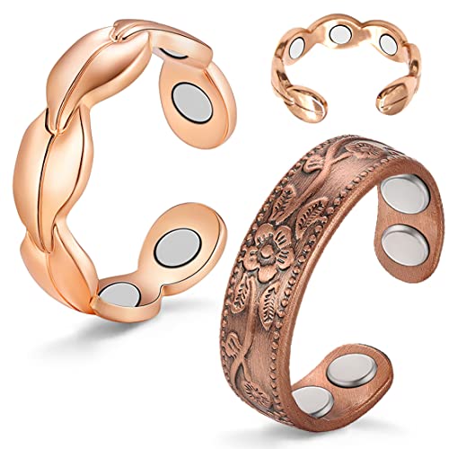 Cigmag 2PCS Copper Rings for Women Adjustable Solid Pure Copper Ring with Jewelry Gift Box for Birthday Anniversary