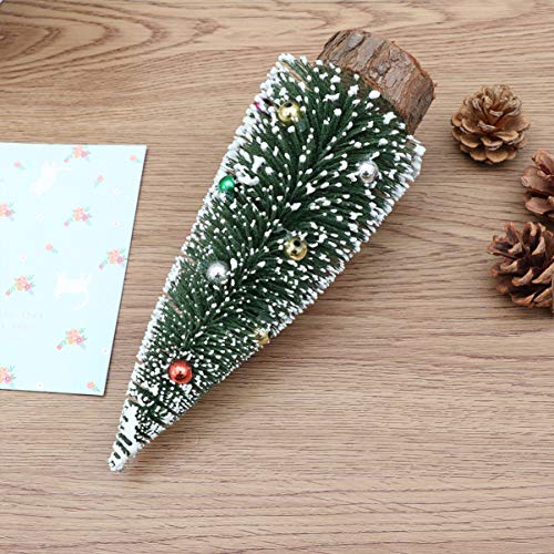 Mini árvore de Natal Amosfun artificial pequena pinheiro com bases de madeira foscas pequenas árvore