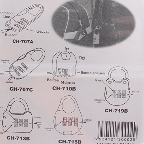 Image of Aexit Bicycle Locking Padlocks & Hasps Resettable 3 Digit Spring Combination Cable Padlock Combination Padlocks Silver Tone
