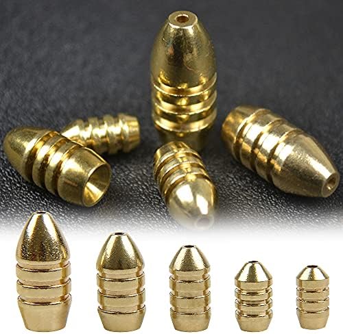 YJDEWohovv 15Pcs Brass Fishing Weights Kit Fishing Brass Hollow Sinkers Fishing Copper Weights for Freshwater Saltwater Fishing Tackle Weights Kit Sizes 1.8g 3.5g 5g 7g 10g