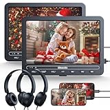 GOnavidio 10.1' Dual Portable DVD Players for Car with HDMI Input, 5 Hours Battery, Dual Car DVD Players Support USB/TF Card, Play Same/Different Movies, Region Free (2 x Player) (black)