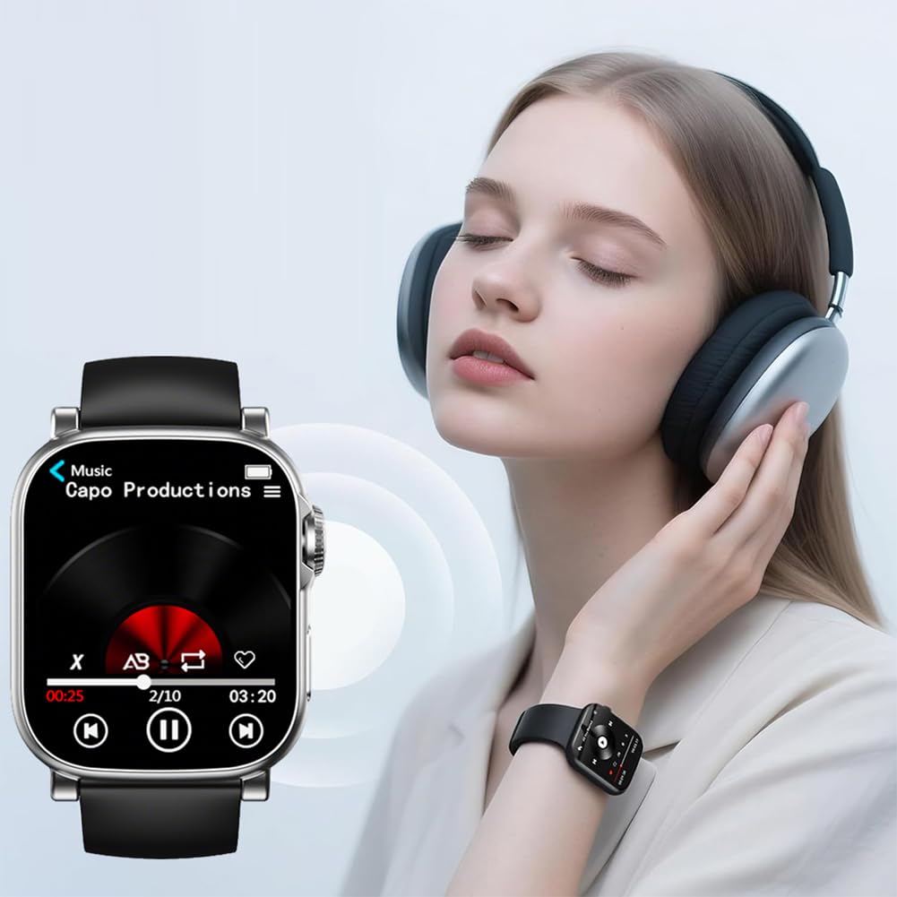 Odtwarzacz MP3, zegarek BT 5.4, ekran dotykowy, odtwarzacz muzyczny z wbudowanym głośnikiem, dyktafon do uprawiania sportu, biegania, siłowni