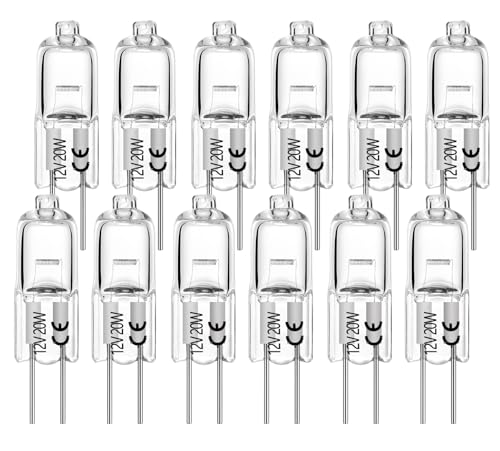Bombilla halógena G4 20w 340 LM T3 lámpara AC / DC12v de doble pin, lámparas de araña en forma de rama, iluminación de vías, iluminación de vías, 27000 K de color blanco cálido, 12 paquetes