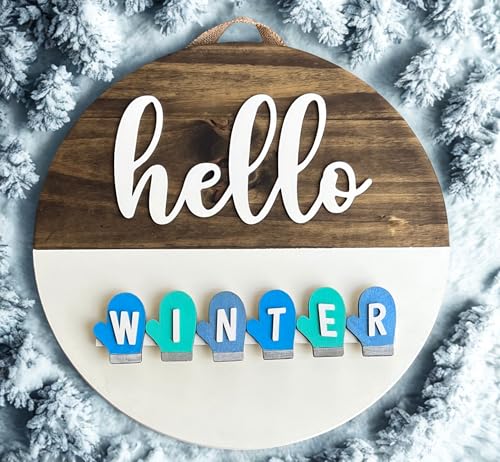 Seasonal Charm Interchangeable Welcome Sign – Rustic Round Wooden Wall Decor with Hello Message for Year-Round Home Styling - Image 3