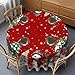 LEWARAN Christmas Round Tablecloth 70 Inch, Christmas Decorations for Home Snowmen Red Table Cloth for Round Festival, Xmas Snowmen Tablecloths Cover Polyester Vintage for Winter Picnic Party Dinner