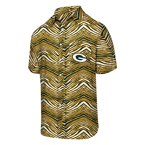 Zubaz Men's Officially Licensed NFL Exclusive Team-Themed Short Sleeve Button Up Shirt for Football Fans and Game Days4