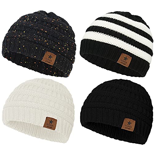 Image of Durio Soft Warm Knitted Baby Hats Caps Cute Cozy Chunky Winter Infant Toddler Baby Beanies for Boys Girls