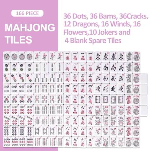 Juego de Mahjong Americano con 166 fichas y tapete miniatura 7