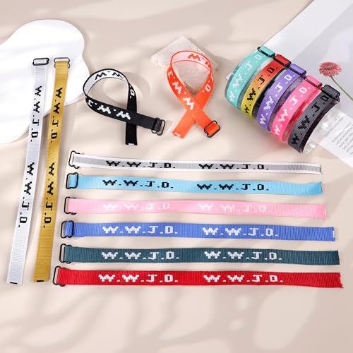 15Pcs WWJD Webbing Bracelets for Women Men Adjustable Woven Wristbands Pack What Would Jesus Do Bracelet Inspiration Church Religious Christian Gifts for Fundraisers2