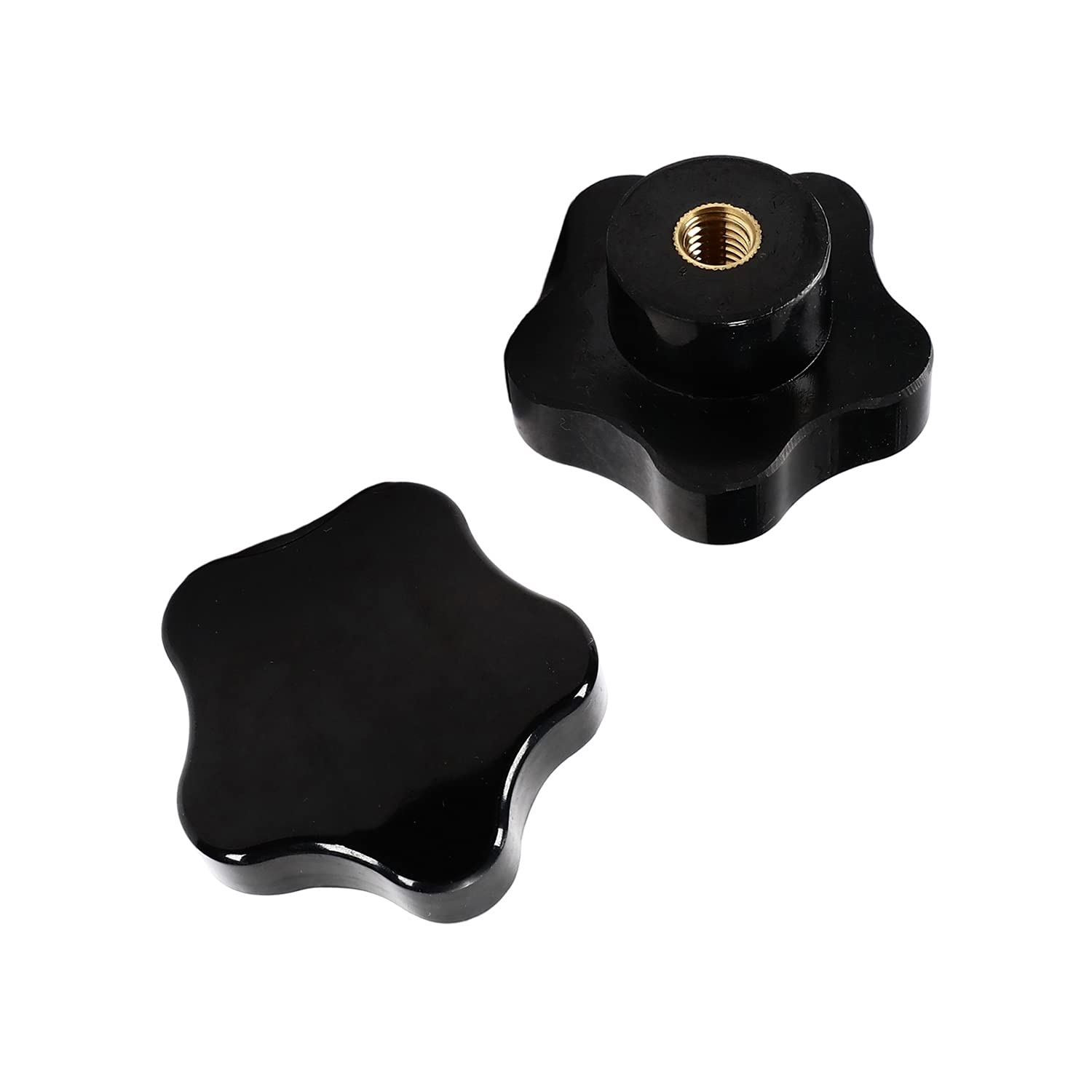 Othmro M8 Black Handle 50mm Galvanized Star Head Female Screw Type Clamping Knob Bakelite 2 Pcs