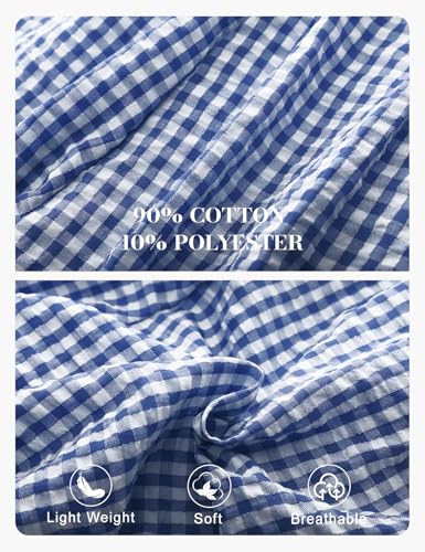 Image of PEHMEA Cotton Gingham Boxer Pants for Women Casual Plaid Harem Trousers Y2K Beach Lounge Bottoms with Pockets