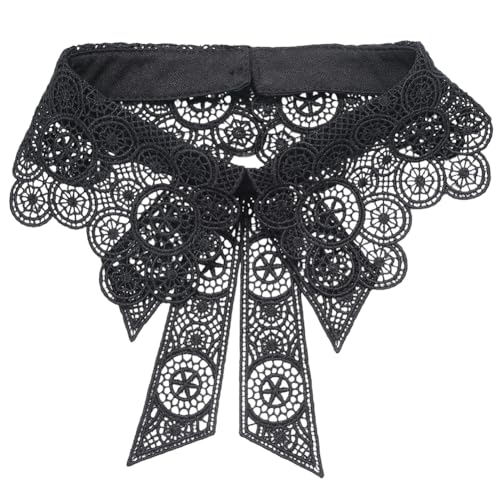 CABODYALS Faux Col en Dentelle Florale Noire Motif Floral Vintage Ras du Cou Brodé Ajouré Détachable Revers Chemisier Demi Chemise Faux Cols pour Femme...