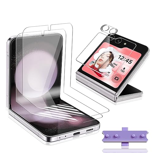 Pellicola Protettiva per Samsung Galaxy Z Flip 5 2 Pezzi e Vetro Temperato Fotocamera 1 e Back temperato 1 Senza Bolle per Z Flip 5