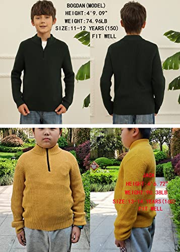 Boys Chunky High Neck Zip Sweater Kids Ribbed Pullover Jumper Winter Knit Tops Outfits2