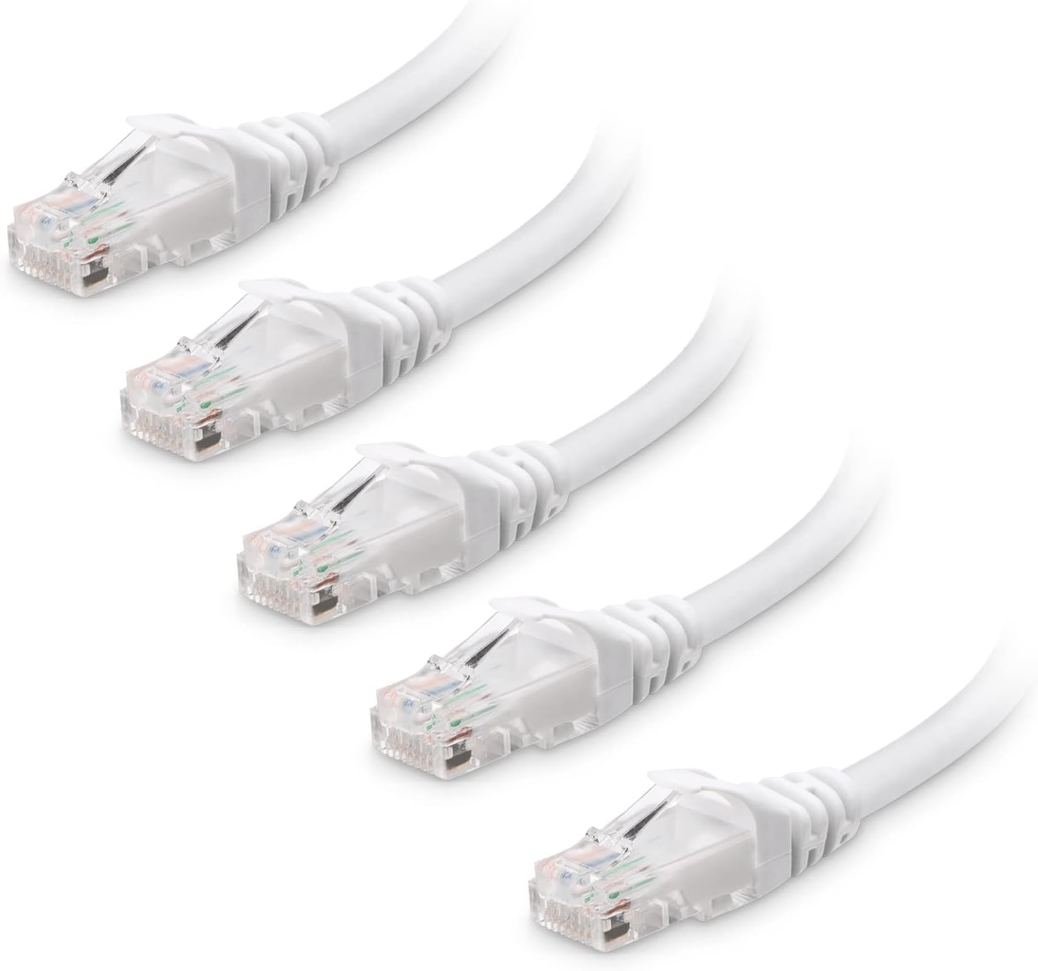 Cable Matters 5-Pack 10Gbps Snagless Short Cat6 Ethernet Cable 1.5m (Cat6 Cable, Cat 6 Cable) in White 1.5 Meter
