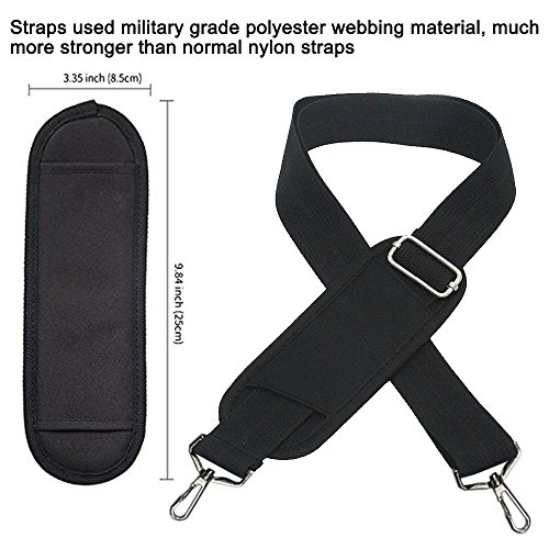 JAKAGO 59" Replacement Wide Shoulder Strap, Adjustable Bag/Purse Shoulder Belt Strap with Clip Hooks and Comfortable Non-Slip Pad for Briefcase/Duffel/Camera/Laptop Case(black)2