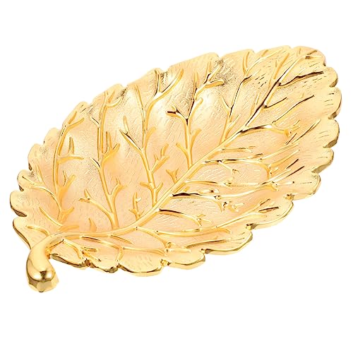 TINEASUR Plateau Décoratif De Feuille Dorée Moyen, Assiette à Collation Et Dessert En Alliage Métallique, Plateau De Bonbons Et Rangement Pour Fruits Secs, Usage Maison Et Organisation De Table