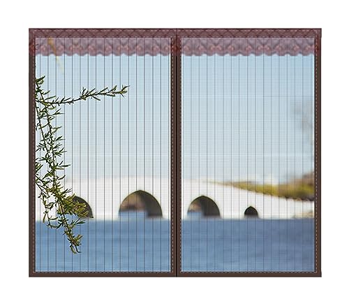 DarkSwan Personalizar mosquiteras para Ventanas, marrón mosquitera Ventana magnetica, mosquiteras magneticas para Ventanas Sellado Arriba a Abajo Automáticamente, Velcro iman Window Mosquito Net