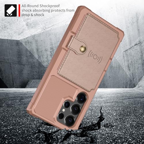 Tcaraersing Wallet Case for Samsung Galaxy S25 Ultra, Compatible with Magnetic Car Mount, Heavy Duty Shockproof Rugged Soft TPU Back Leather Flip Credit Card Holder Cover for Galaxy S25 Ultra, Pink by Tcaraersing - Used condition - Image 5