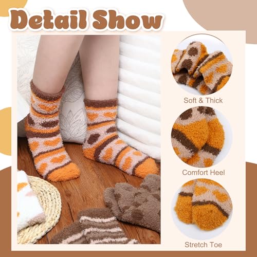 Image of Loritta 6 Pairs Womens Fuzzy Socks, Winter Warm Fluffy Slipper Socks
