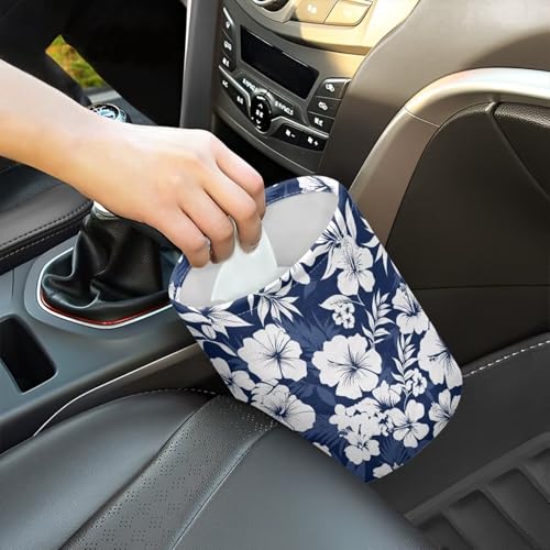 Image of Retro Flower Car Trash Bin with Adjustable Buttons Car Garbage Can Multipurpose Car Storage Bag Collapsible Reusable